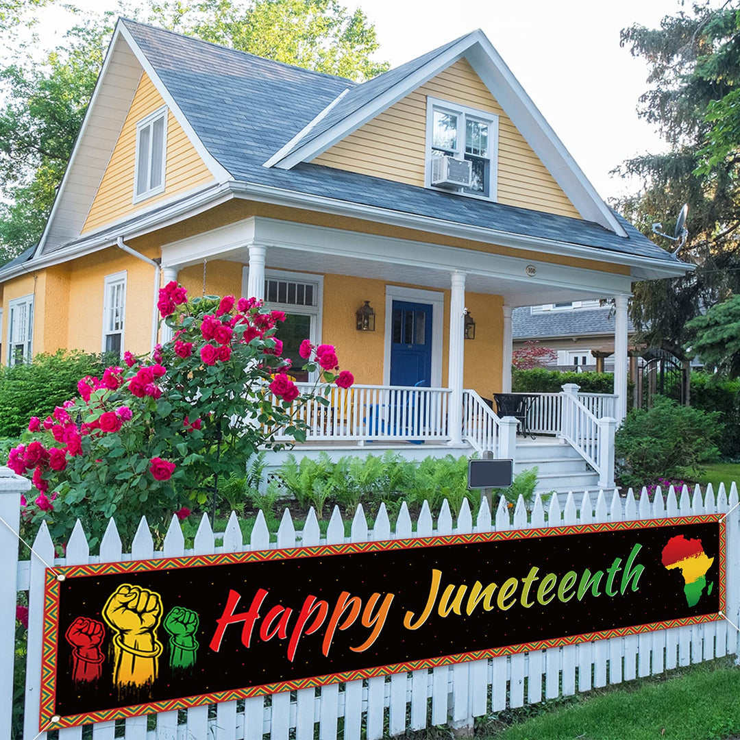 Large Happy Juneteenth Banner for Fence Yard Lawn Junet