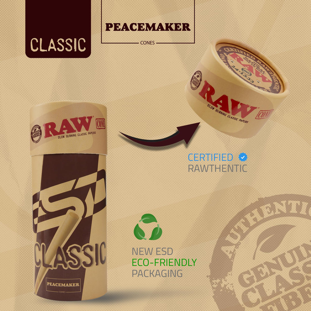 RAW Peacemaker Cones Classic | 27 Pack | Larger than Ki