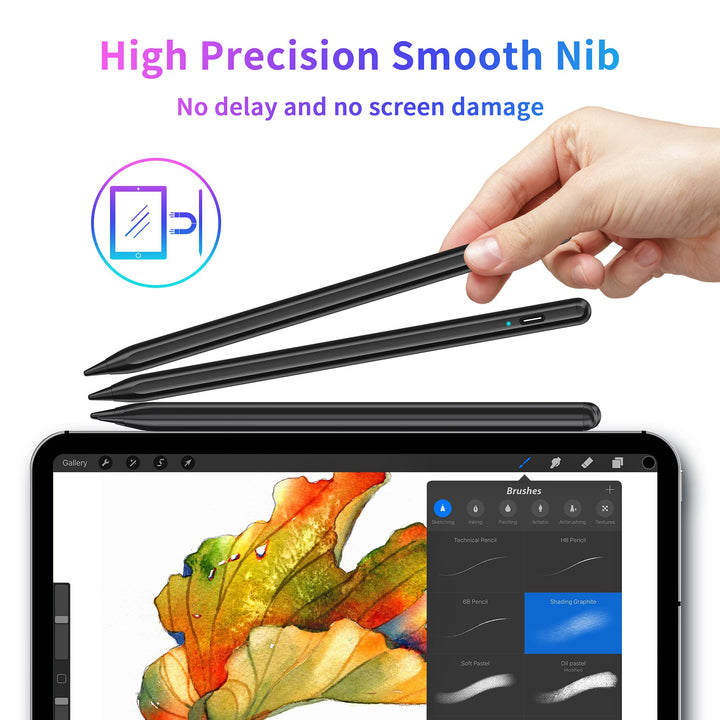 Stylus Pen, Tablet Pen Compatible for Android and iOS Touchscreens, Rechargeable Stylists Pen with Dual Touch Screen, Stylus Pencil for A-pple/Android/Tablet, Black