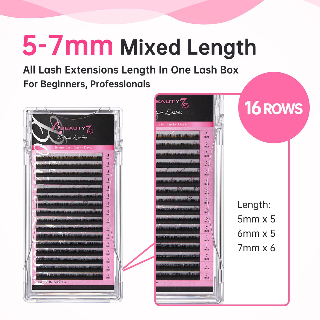 C Curl, 0.15 Thickness: Mixed Volume Under Bottom Lower Individual False Eyelash Extension Tray Matte Synthetic Mink Curl C 0.15Mm Thickness 5/6/7Mm Length