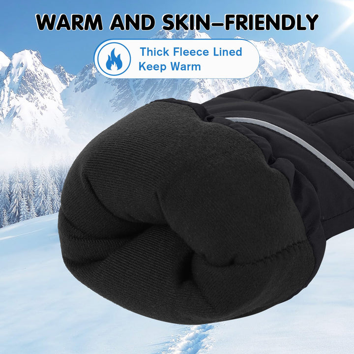 Kids Gloves Waterproof Boys Girls Ski Gloves Kids Snow Gloves for Toddlers Warm Winter Gloves for Kids Black S (4-6 Years)