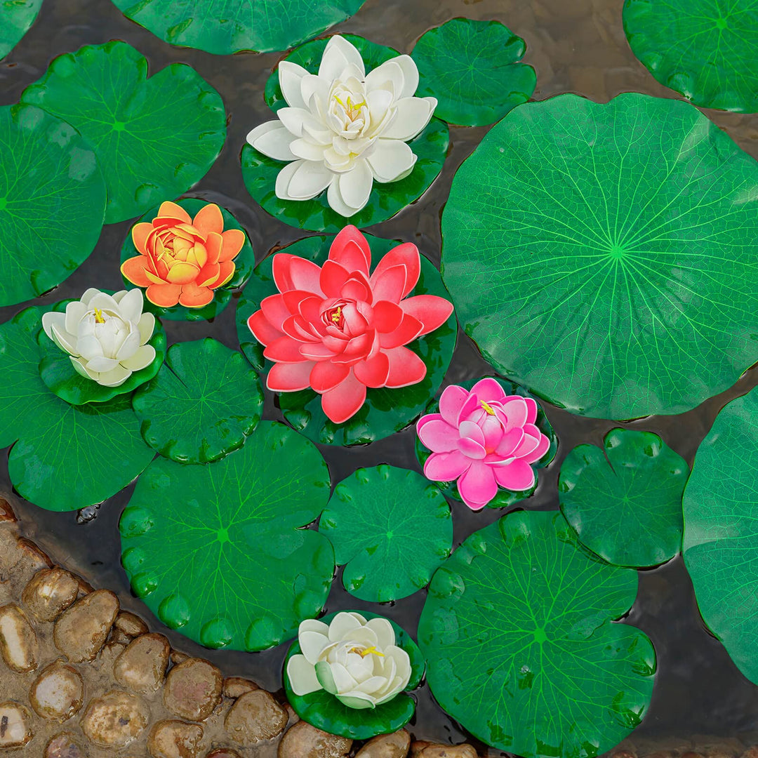 ZAUGONTW 10 Pieces Realistic Lily Pads Leaves for Ponds, Artificial Floating Foam Lotus Leaves, Water Lily Pads Artificial Foliage Pond Decor for Koi Fish Pool Patio Aquarium
