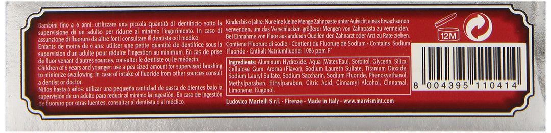 Marvis Cinnamon Mint Toothpaste, Travel Size 1.3 ounces