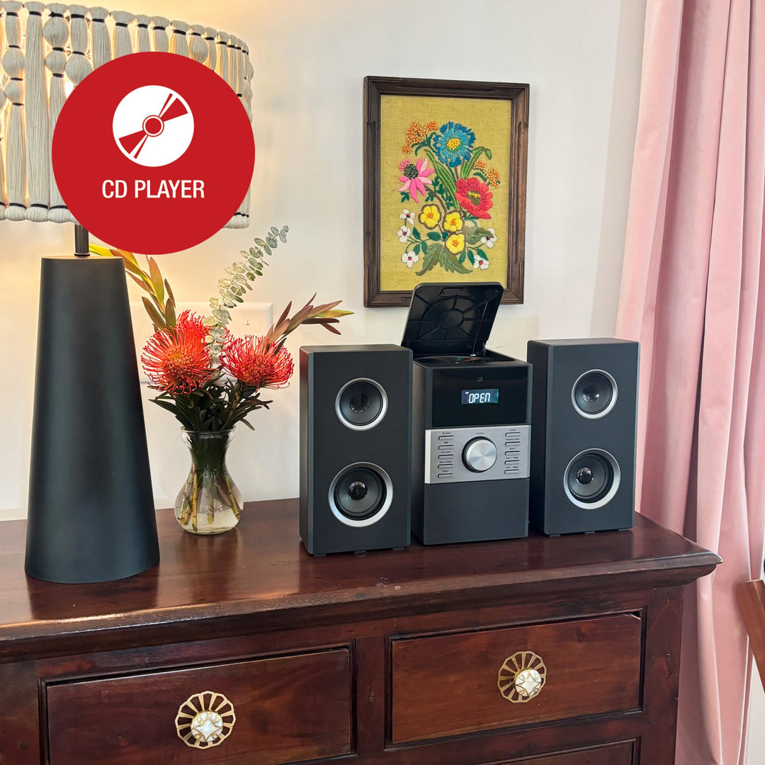 HC425B Stereo Home Music System with CD Player &amp; AM/FM Tuner, Remote Control Black