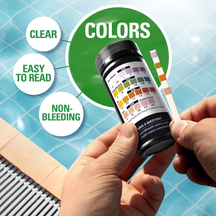 4-Way Pool and Spa Test Strips | 50 ct | Swimming Pool Testing Strip Kit for Chlorine Alkalinity pH &amp; Cyanuric Acid | Easy to Use Chemical Tester | Fast &amp; Accurate Water Maintenance