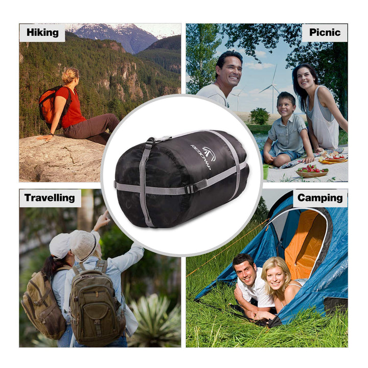 Sleeping Bag Stuff Sack, Compression Sack, Great for Backpacking and Camping Black L