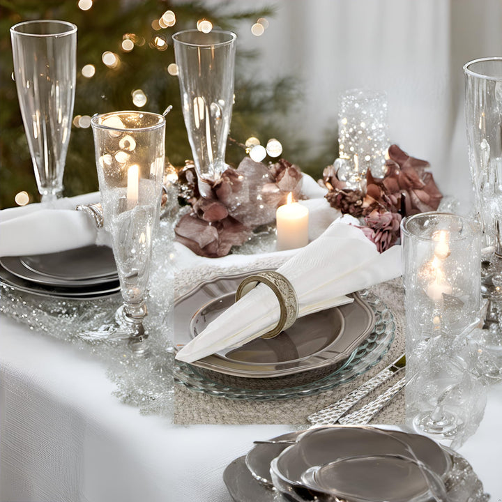 Dublin Silver Napkin Rings Set of 6 - Elegant Dining Table Decor Napkin Holder Rings - Table Setting Decorations for Thanksgiving, Fall, Holiday Dinner