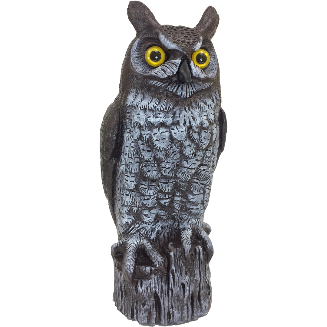 Fake Owl Decoy to Scare Birds Away from Gardens, Rooftops, and Patios - Scarecrow Provides Chemical-Free Pest Control - Safe and Humane, 16 Great Horned Owl