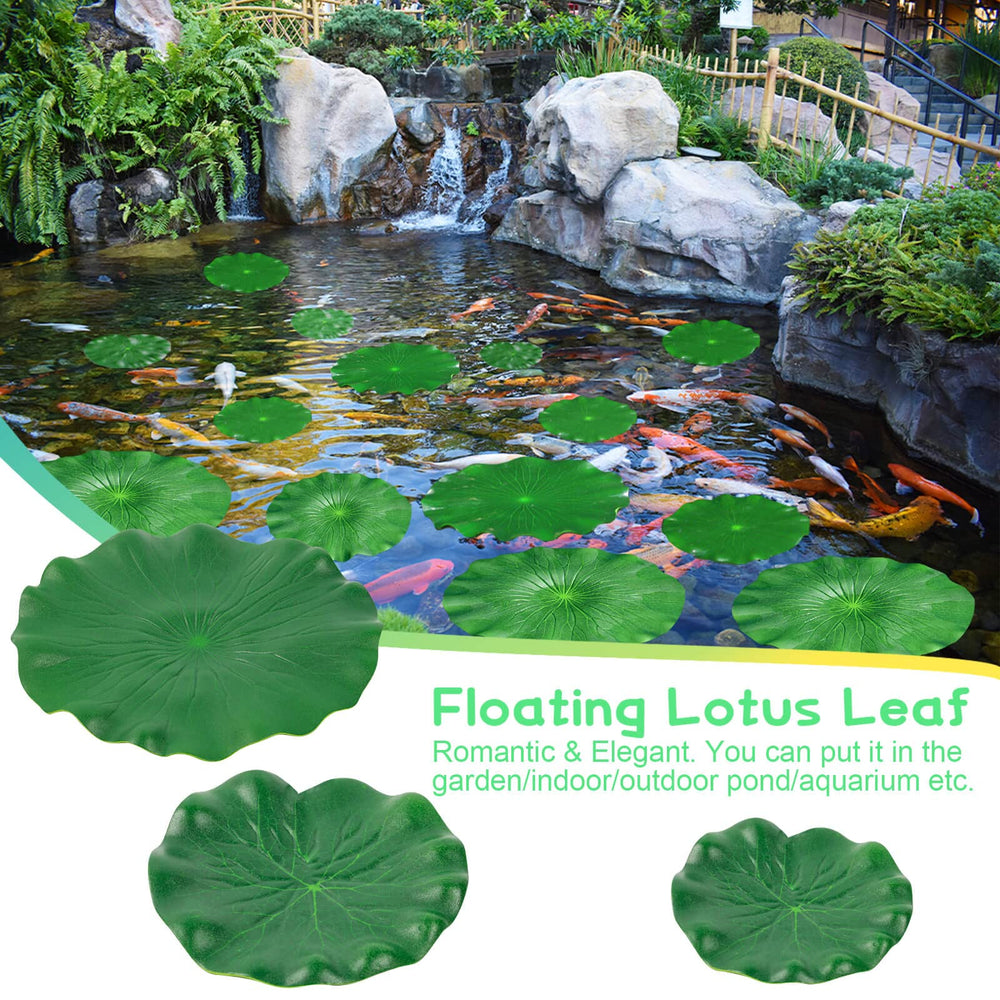 12Pcs Lily Pads for Ponds, Artificial Floating Foam Lotus Leaves, Lily Pads Foliage Pond Decor for Koi Fish Pool Patio Aquarium