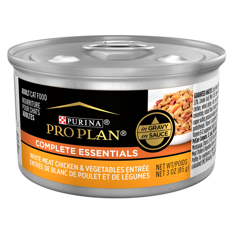 High Protein Cat Food Gravy, White Meat Chicken and Vegetable Entree - (Pack of 24) 3 oz. Pull-Top Cans