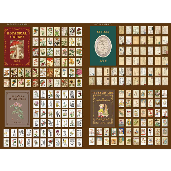 600 Piece Vintage Scrapbook Stickers,Antique Stickers Washi Old Retro Scrapbooking Paper for Art Journaling,DIY Crafts,Planners,Scrapbooking Supplies(12set) -09013