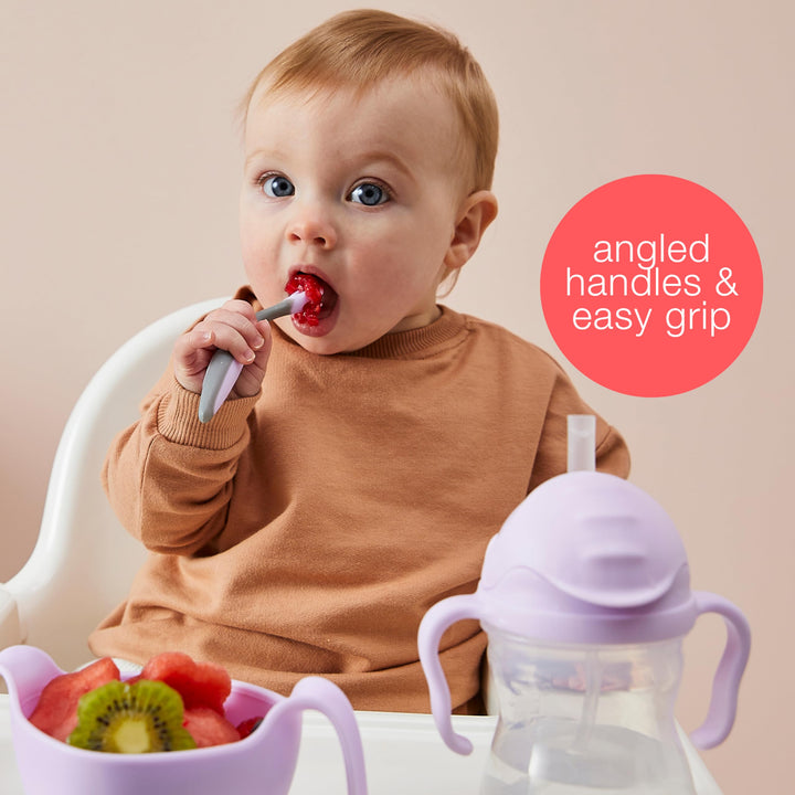 b.box Toddler Cutlery Set: Occupational Therapist Designed with Easy Grip Handles, Patented FLORK™ (flower fork) Utensil, Spoon & Travel Case. Dishwasher Safe, BPA Free. Ages 9 mo+ (Bubblegum)