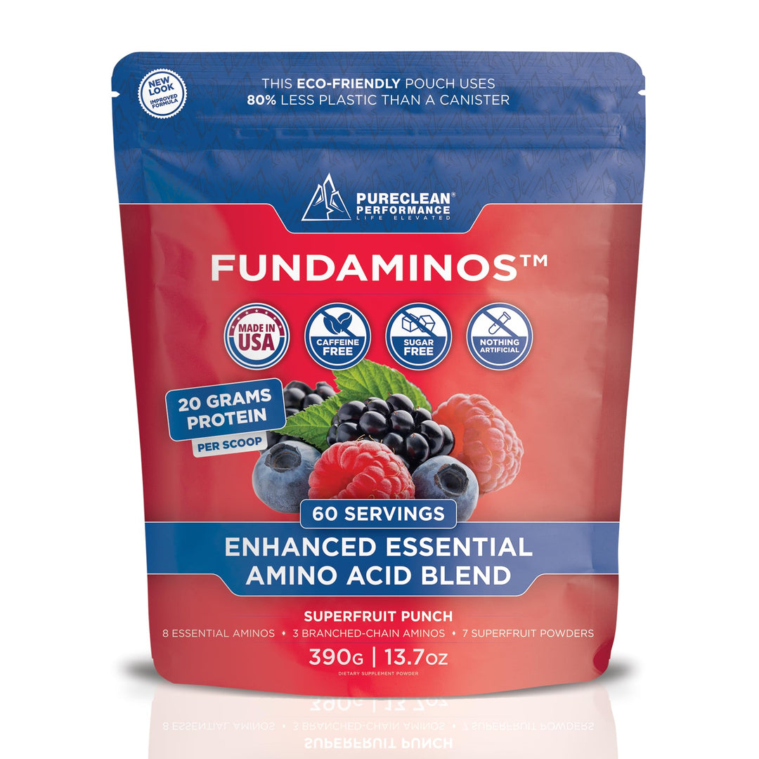 FundAminos Blend - 100% Organic &amp; Vegan EAA &amp; BCAA Powder for 400% Greater Lean Muscle, Faster Recovery &amp; Strength Vs. Protein Powder - Clinically Tested Post Workout - Real Superfruits - 60 Servings