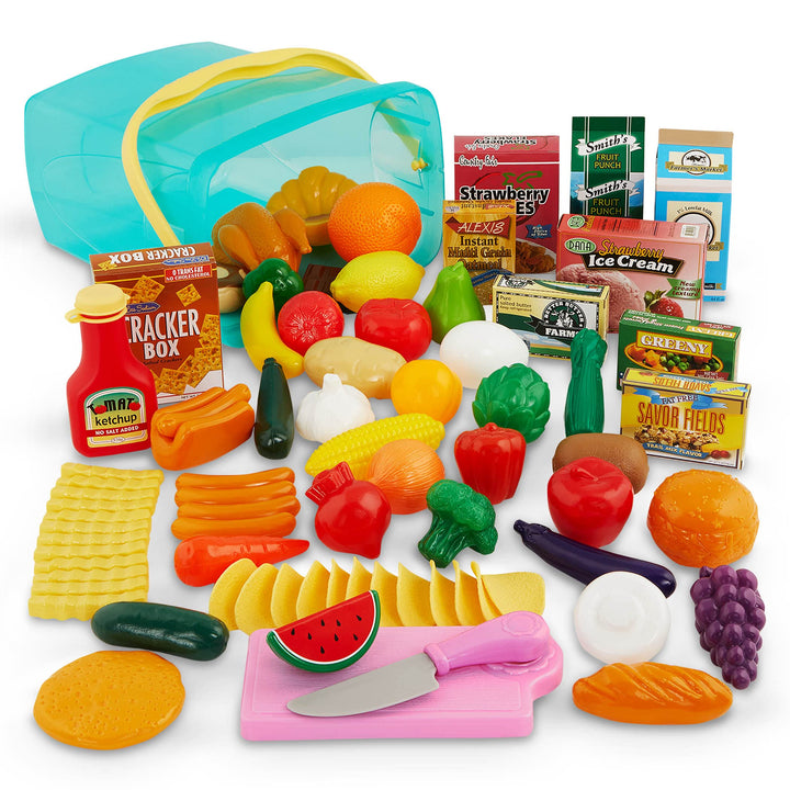 - Play Circle- Play Food – Kitchen Toys – Grocery Store- Pretend Play- Pantry In A Bucket- 3 years + (79 Pcs)