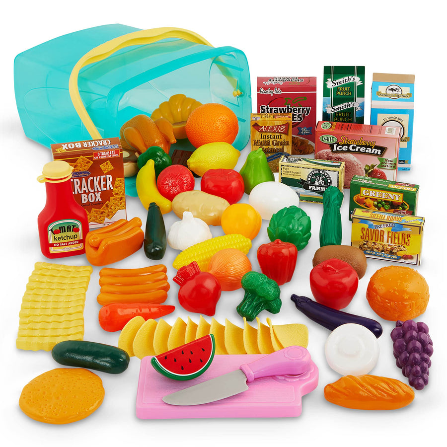- Play Circle- Play Food – Kitchen Toys – Grocery Store- Pretend Play- Pantry In A Bucket- 3 years + (79 Pcs)