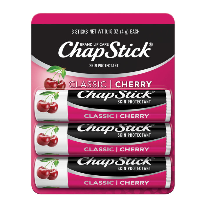 Cherry, 36 Count: ChapStick Classic (12 Blister Packs of 3 Sticks, 36 Total Sticks, Cherry Flavor) Skin Protectant Flavored Lip Balm Tube, 0.15 Ounce Each