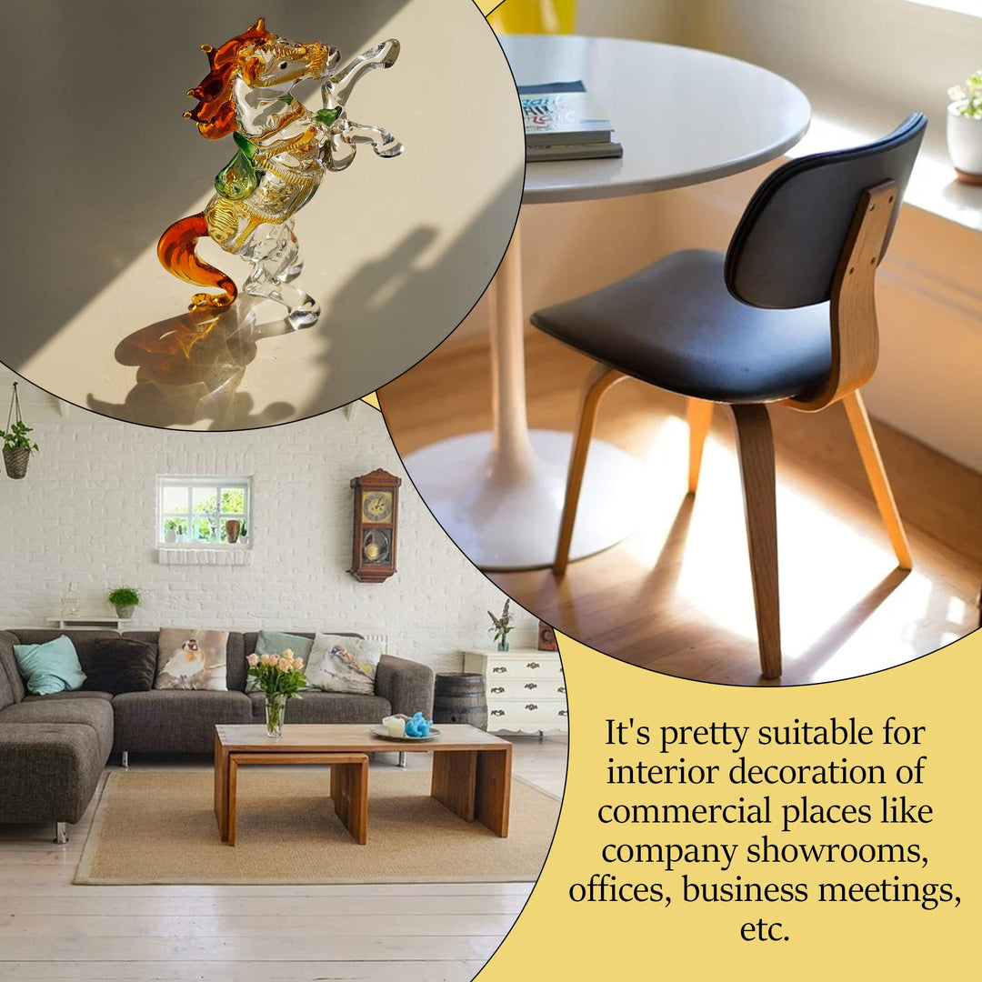 H&amp;D HYALINE &amp; DORA Crystal Standing Horse Figurine Collectible Glass Animal Statue Decoration Ornaments for Home Office Table