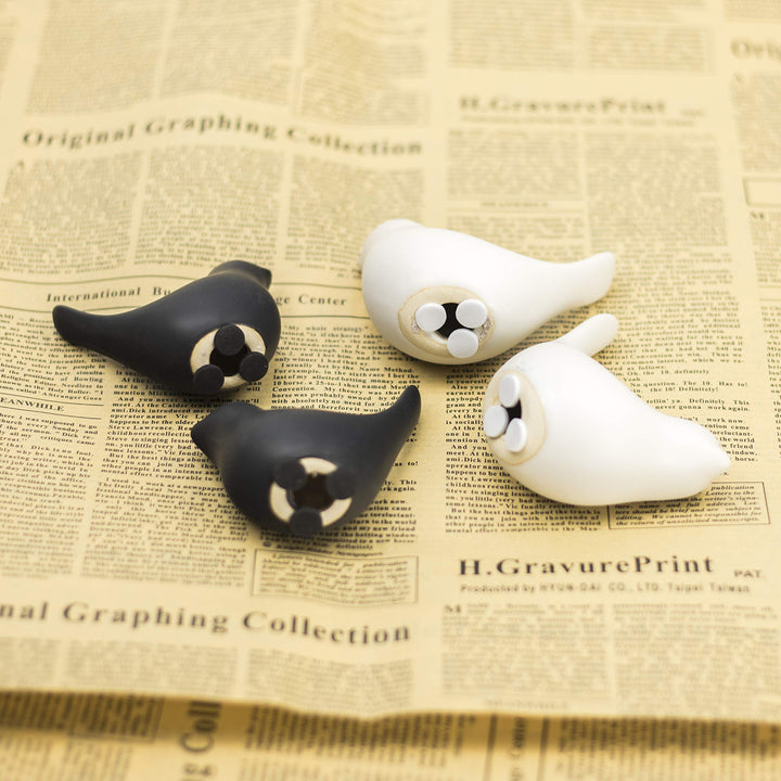 Porcelain Ceramic Little Bird Figure Figurine Craft Statue Sculpture Modern Natural Contemporary Decoration Decor (2 Small Black Birds)