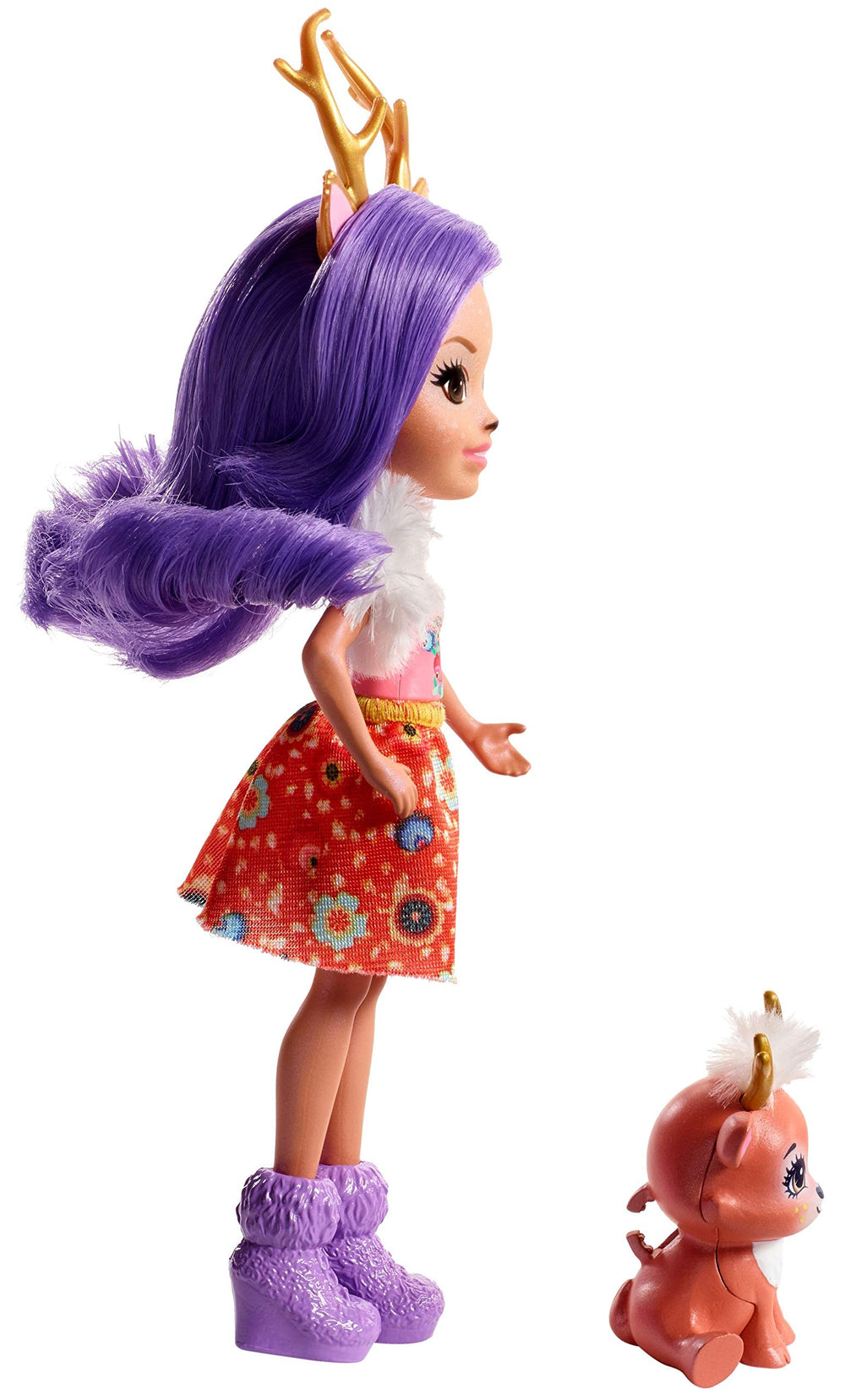 Enchantimals Danessa Deer Doll with Sprint Deer Figure, 6-inch Small Doll with Removable Skirt & Accessories