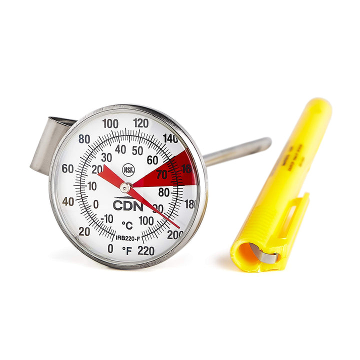 ProAccurate® Instant Read Beverage Frothing Thermometer with Clip for Precise Temperature Measurement, 5 Stainless Steel Stem, Yellow Case (IRB220-F)