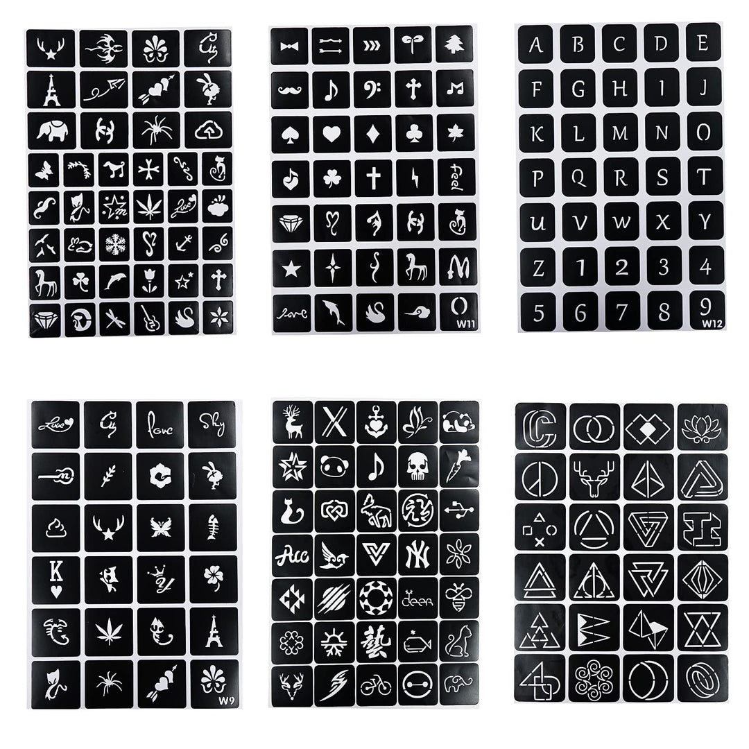 778pcs Temporary Tattoos Stencils, 20 Sheets Reusable Boys and Man Glitter Tattoo Kit Templates Face Painting Stencil Body Design Stencil Pack for Adults Girls Women Kids Teenager Adultssigns Man