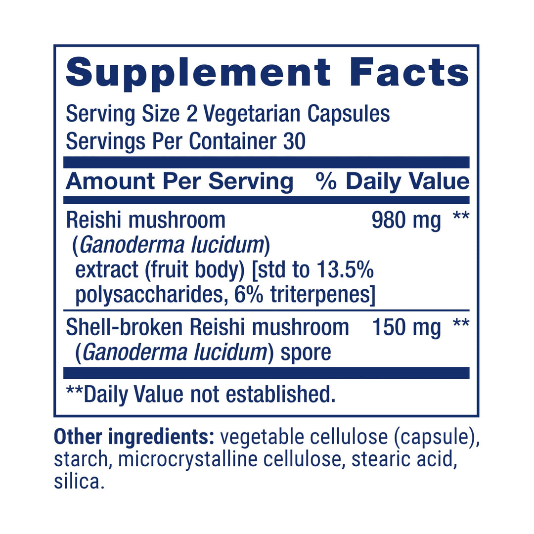 Reishi Extract Mushroom Complex - Mushrooms Herbal Supplement for Immune Support – Ganoderma Lucidum Extract - Gluten-Free, Non-GMO, Vegetarian – 60 Capsules
