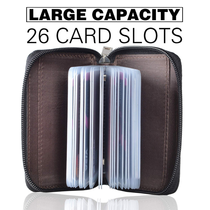 Easyoulife Genuine Leather Credit Card Holder Zipper Wa