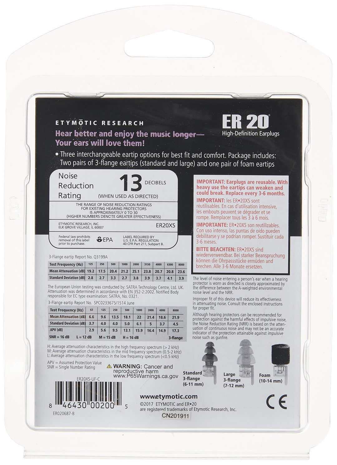Etymotic Research ER20XS High-Fidelity Earplugs (Concer