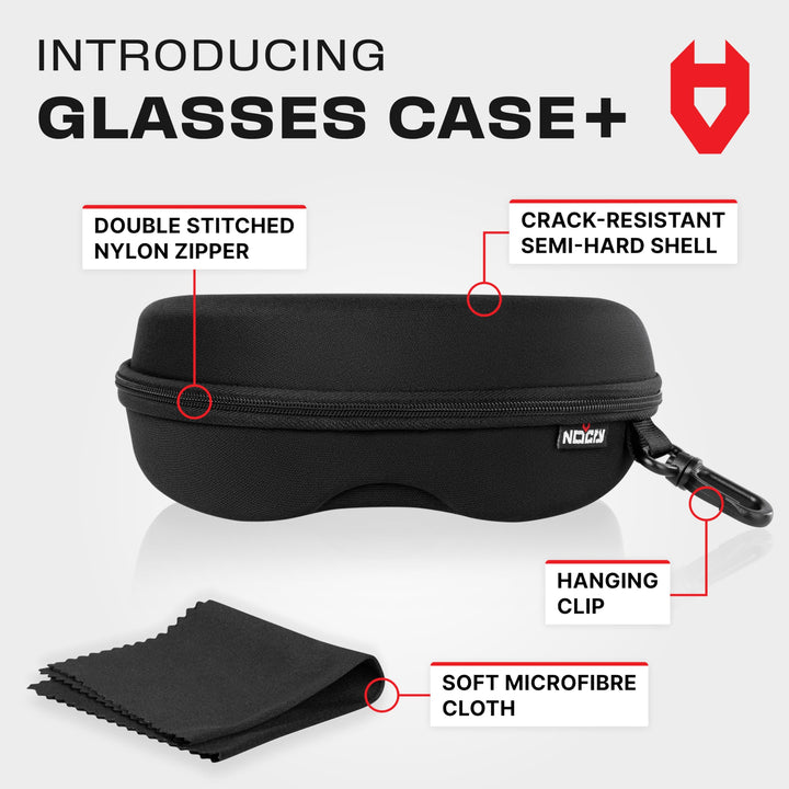 Storage Case for Safety Glasses with Felt Lining, Reinforced Zipper and Handy Belt Clip