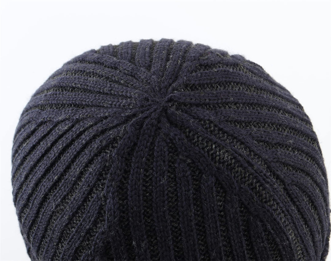 Connectyle Outdoor Classic Bassic Men 's Warm Winter Hats Thick Knit Long Cuff Beanie Cap with Lining, 55 60cm, Navy Blue