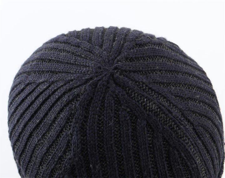 Connectyle Outdoor Classic Bassic Men 's Warm Winter Hats Thick Knit Long Cuff Beanie Cap with Lining, 55 60cm, Navy Blue