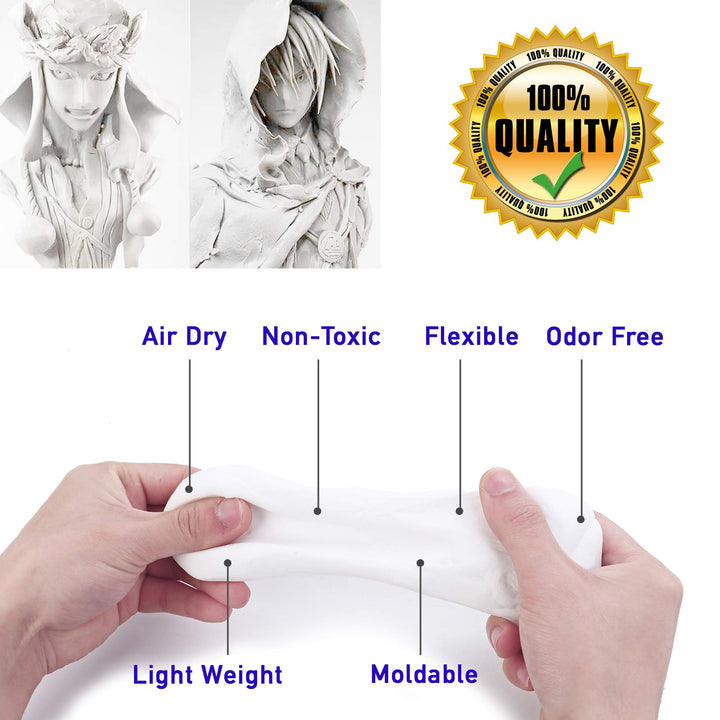 1.1lb Moldable Cosplay Foam Clay (White) – High Density and Hiqh Quality for Intricate Designs | Air Dries to Perfection for Cutting with a Knife or Rotary Tool, Sanding or Shaping