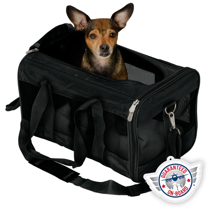 Original Deluxe Travel Pet Carrier, Airline Approved &amp; Guaranteed On Board - Black, Medium