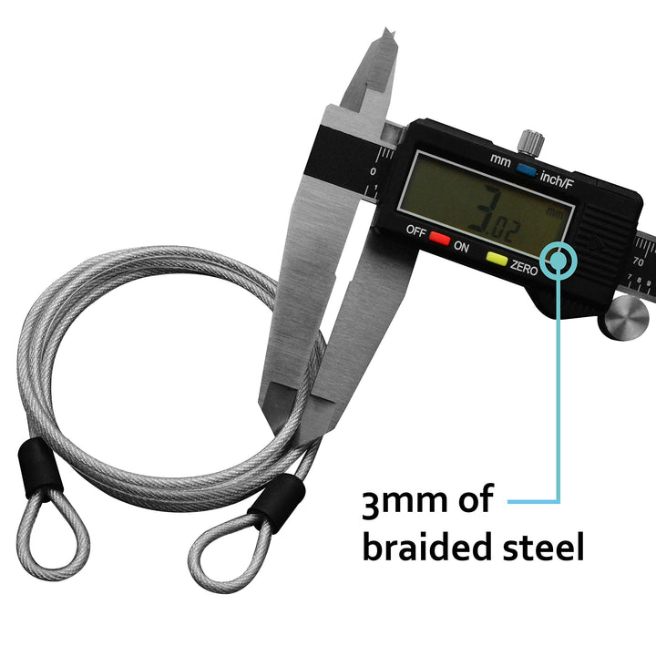 4 Foot 3mm (1/8th Inch) Braided Steel Coated Security Cable Luggage Lock Safety Cable Wire Double Loop