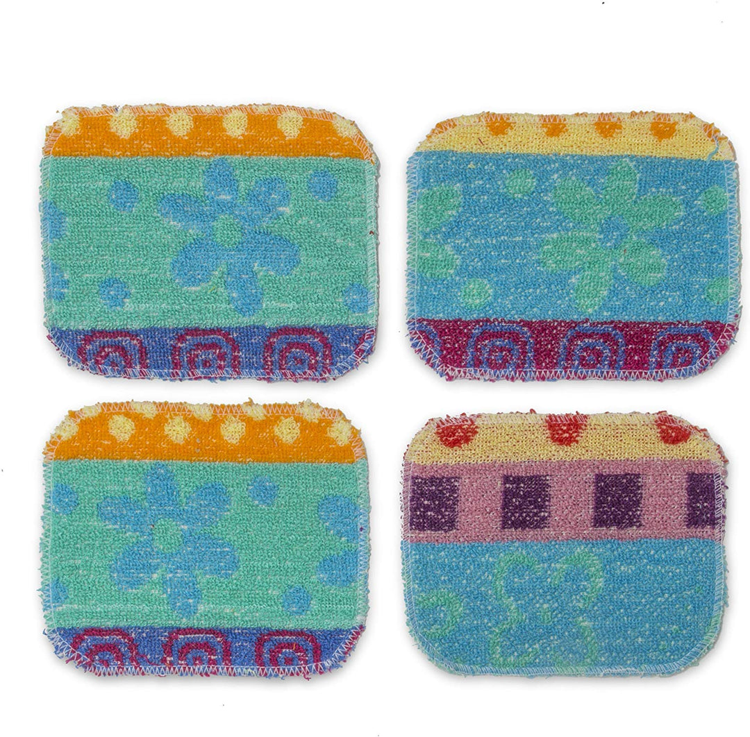 Reusable Dish Scrubber Sponge Set - Non-Scratch Scouring Pads &amp; Scrubbing Cloths Made of Natural Organic Cotton Fibers with Food-Grade Hardener Coating for Kitchen, Bathroom and Household Cleaning (2)