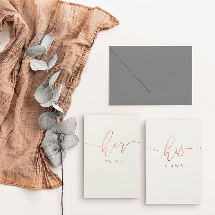 Ivory Wedding Vow Books His and Hers – Rose Gold Foil Bride and Wedding Notebook with 28 Pages - 5,9 x 3.9 – Vow Renewal - Bridal Shower Gifts - Time Capsule Love Letter (Rose Gold)