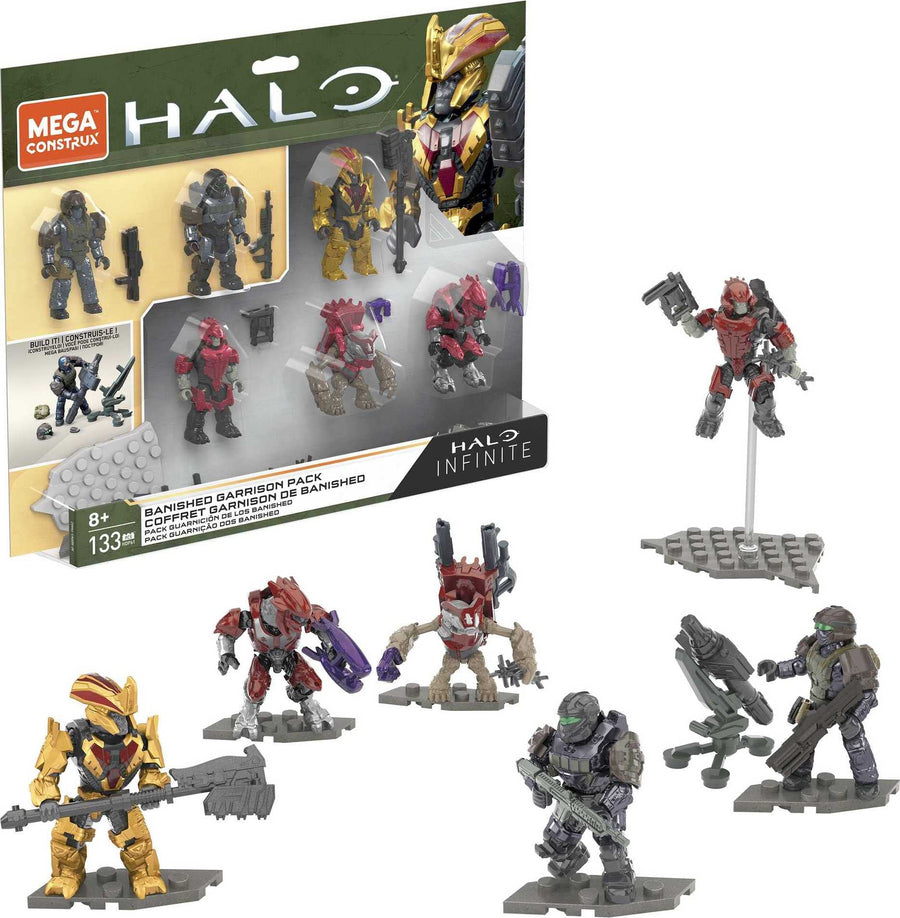 Halo Infinite Toy Building Sets, Banished Garrison Pack with 6 Micro Action Figures, Accessories and Buildable Rocket Launcher