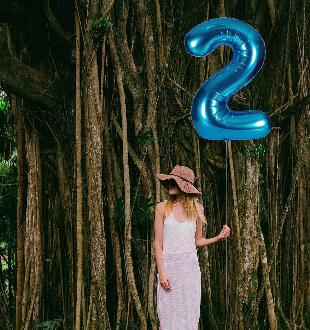 40 Inch Birthday Helium Foil Digital Balloons Glossy Blue Number 2