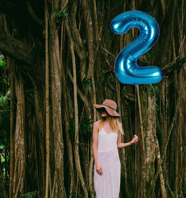 40 Inch Birthday Helium Foil Digital Balloons Glossy Blue Number 2