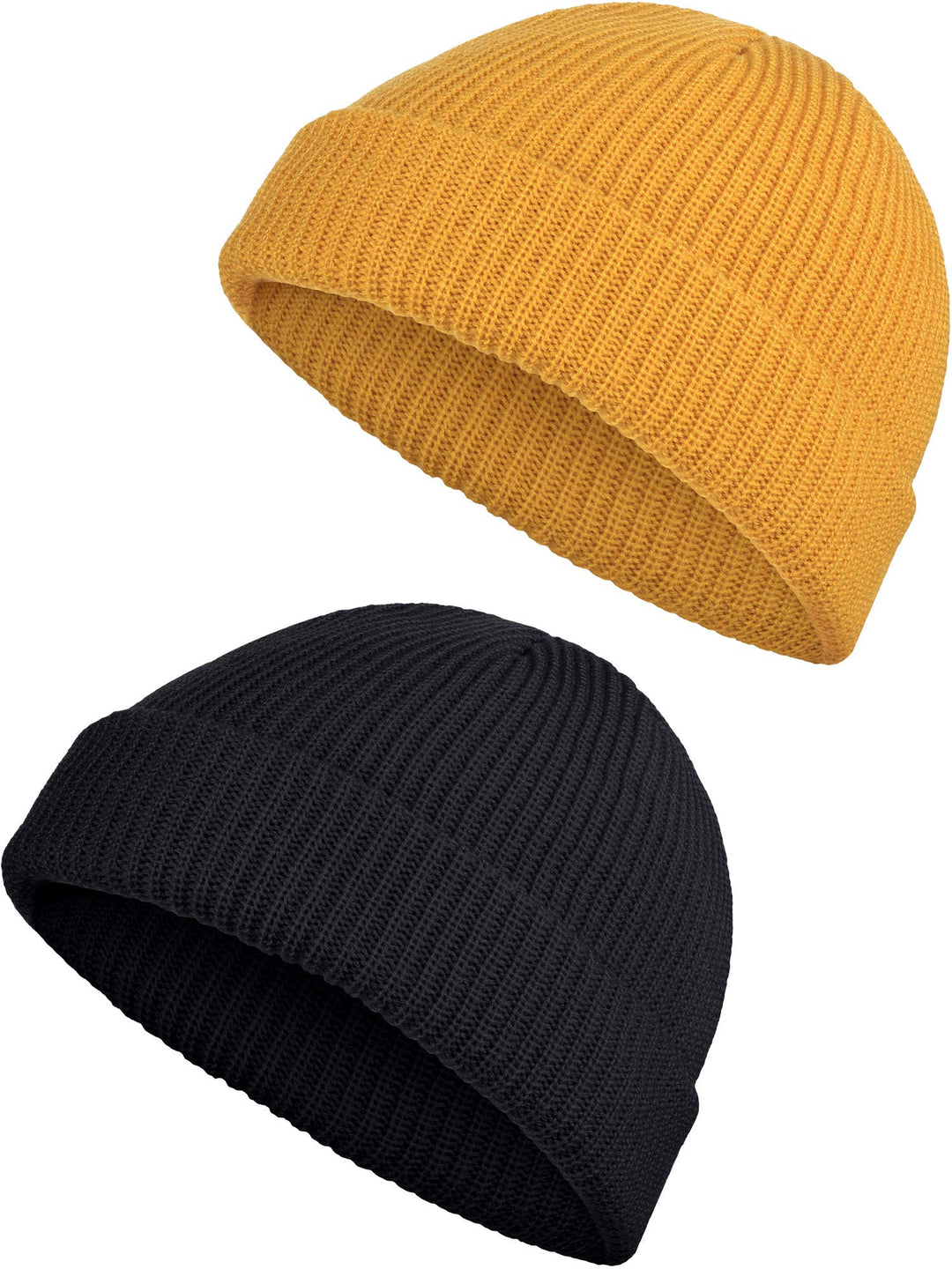 SATINIOR 2 Pcs Trawler Beanie Watch Hat Roll up Edge Skullcap Fisherman Beanie Unisex Cap Winter Warm
