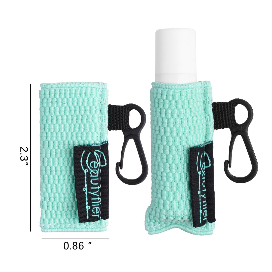 Clip-on Sleeve Chapstick Pouch Keychain Lipstick Holder Elastic Lip Balm Holster Travel Accessories (Black/Hot Pink/Purple/Robin Egg Blue/Pink)