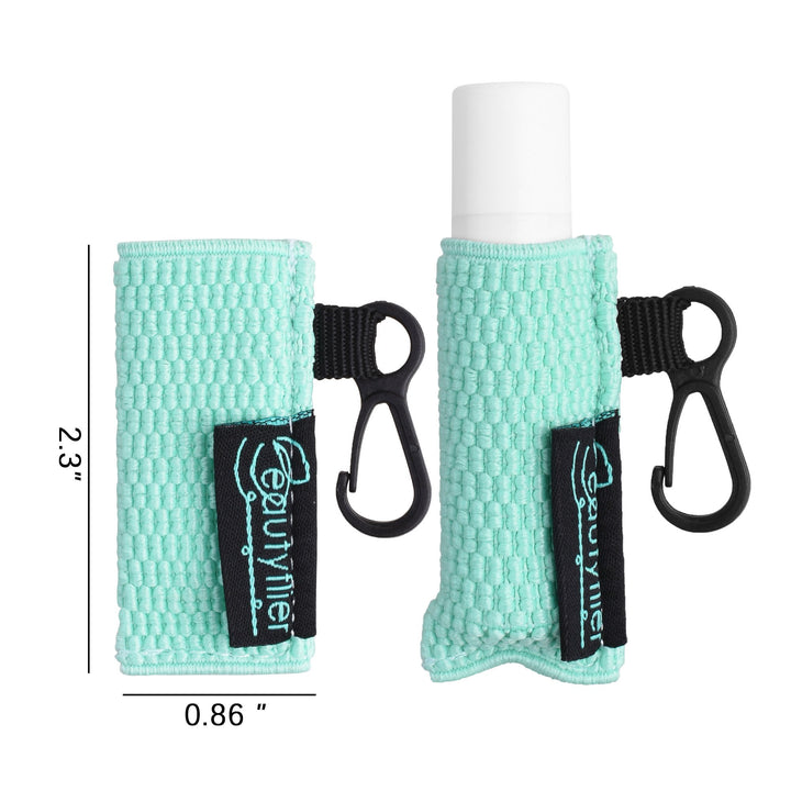 Clip-on Sleeve Chapstick Pouch Keychain Lipstick Holder Elastic Lip Balm Holster Travel Accessories (Black/Hot Pink/Purple/Robin Egg Blue/Pink)