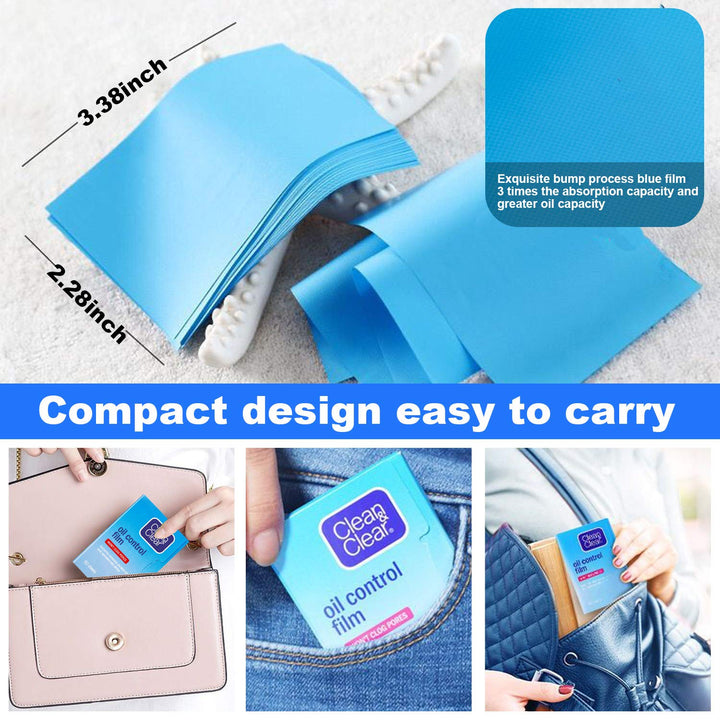 Oil Control Film Replacment for Clean &amp; Clear Oil-Absorbing Sheets,2 Pack(total 120sheets)Oil Blotting Sheets For Face,9%Larger Makeup Friendly High-performance Handy Face Blotting Paper for Oily Skin