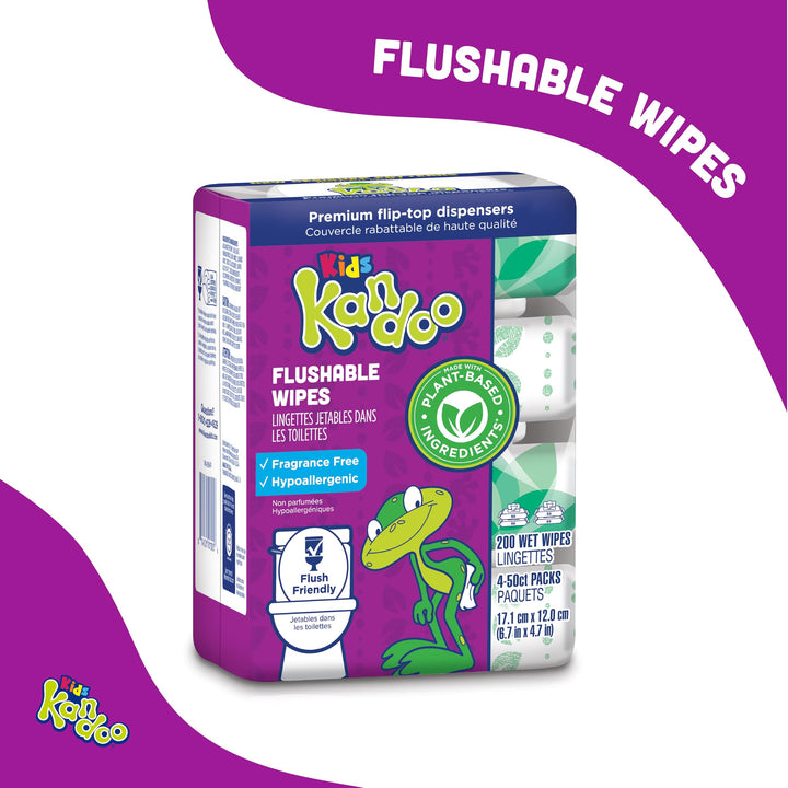 Kids Flushable Wipes Refill, Potty Training Cleansing Cloths, Sensitive, 200 Count
