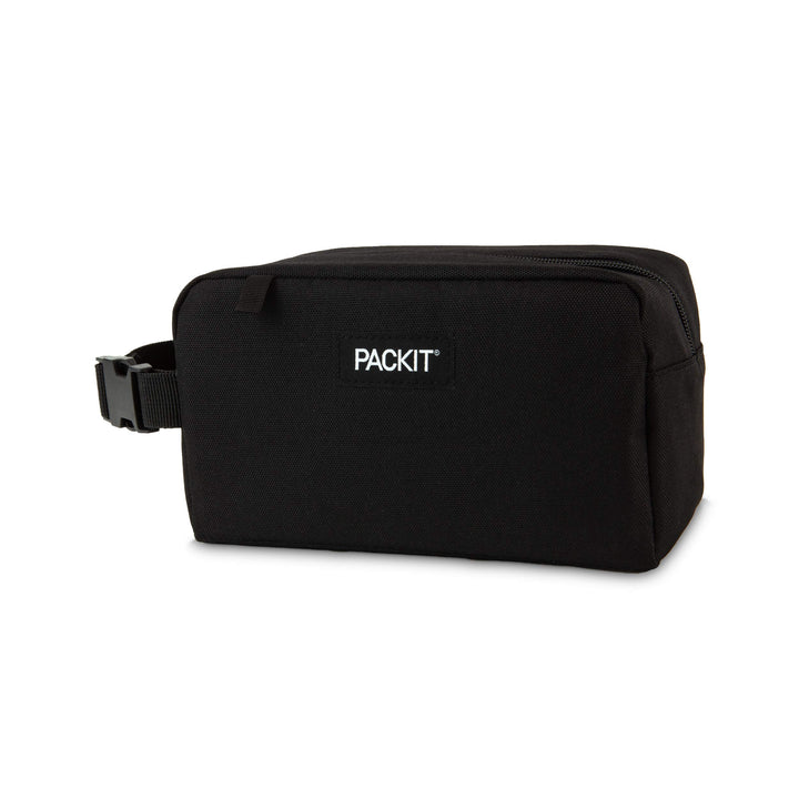 Freezable Snack Box, Black, Built with EcoFreeze Technology, Collapsible, Reusable, Zip Closure with Buckle Handle, Perfect All Ages and Fresh Snacks on the go