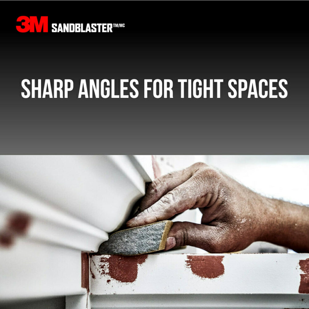 SandBlaster Dual Angle Bare Surfaces Sanding Sponge, 320 Grit, For Wet Or Dry Use, Professional-Grade Foam Keeps Its Shape For Lasting Use, Premium Mineral Grits For Effective Hand Sanding (9566)