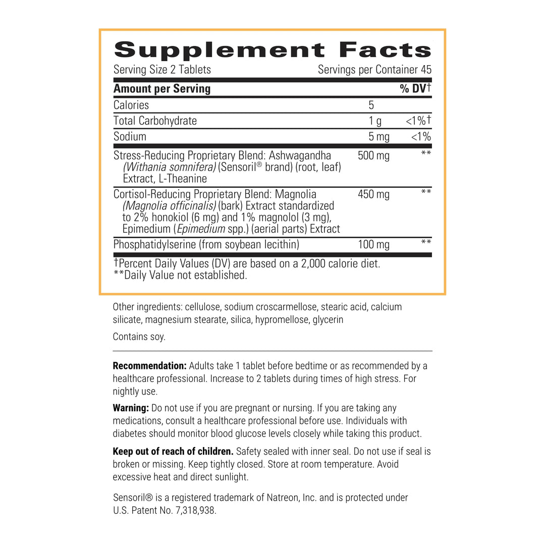 - Cortisol Manager - Supplement with Ashwagandha and L-Theanine - Supports Relaxation &amp; Calm* - 90 Tablets