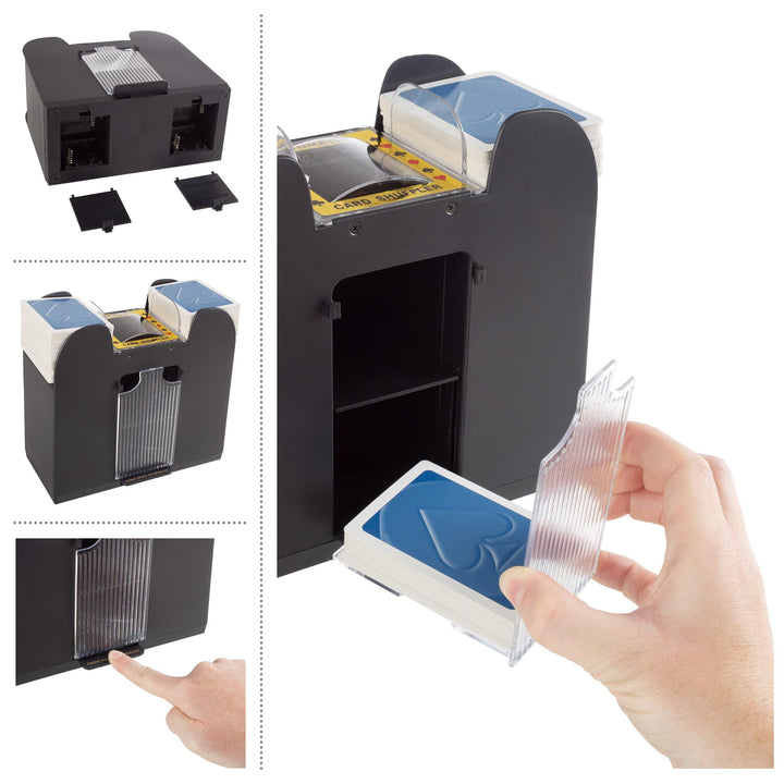 Automatic Card Shuffler - Battery-Operated 6-Deck Playing Card Dispenser - Game Night and Casino Accessories