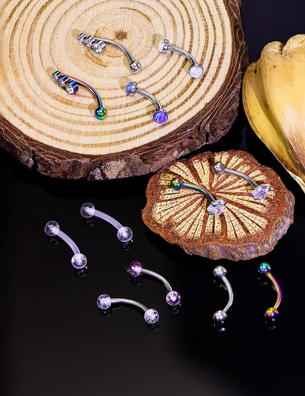 Eyebrow Rook 16g Piercing Jewelry Rings for Women Vertical Labret Lip Hood 16 Gauge Curved Barbell Snug Earrings Belly Button Snake Frog Eyes Vch Bridge Cartilage Daith Surface Anti Tragus