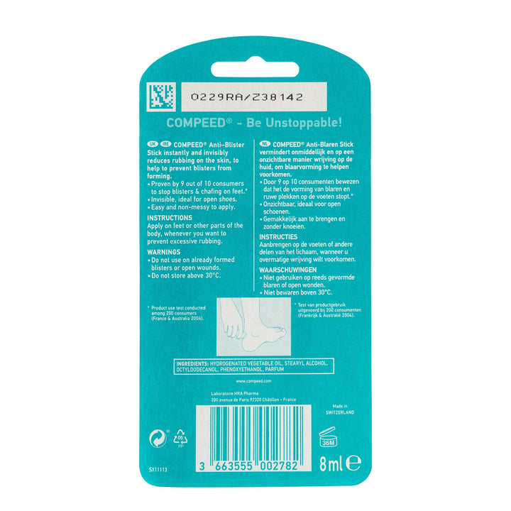 Compeed Anti Blister Balm Stick For Protection By Reducing Rubbing While Walking, Trekking N Running, Foot Protector, 8 Ml Blister Stick